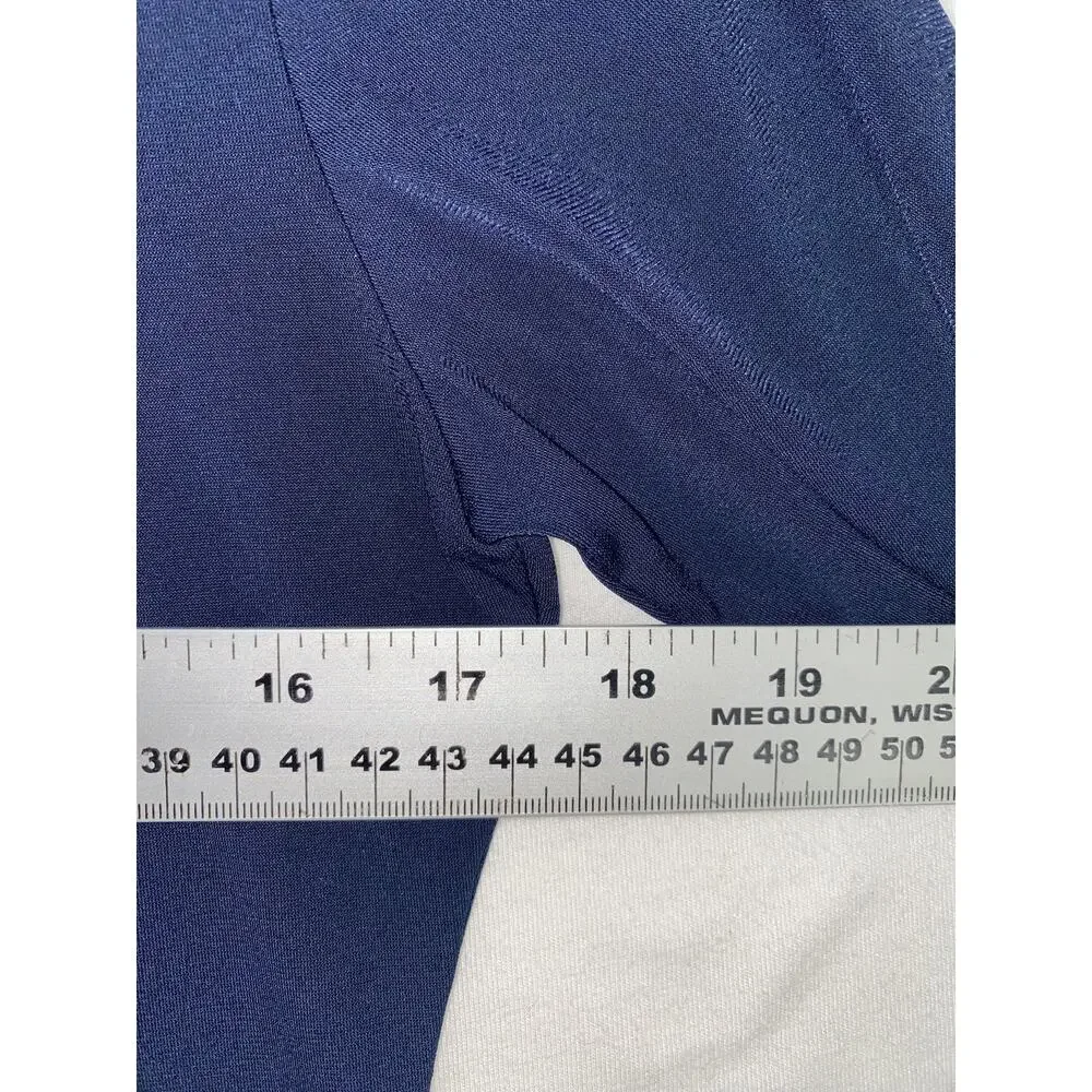 Carmen Marc Valvo Shirt Womens Medium Blue Collared 3/4 Sleeve Polo Tunic Top - Picture 4 of 5